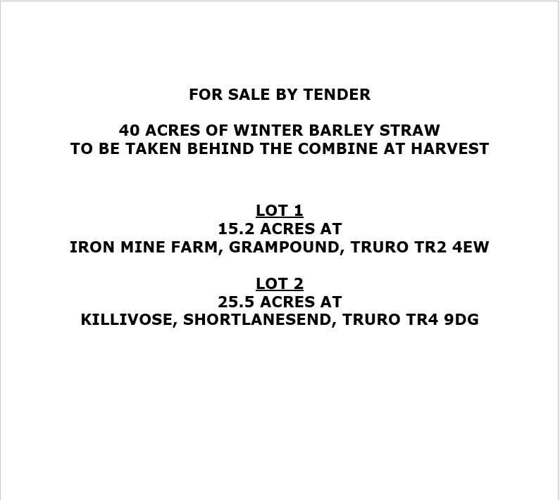 Read more about the article 40 ACRES OF WINTER BARLEY STRAW TO BE TAKEN BEHIND THE COMBINE AT HARVEST